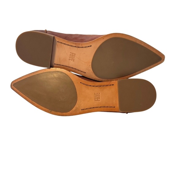 FRYE Kenzie Venetian Loafers Flats Size 7.5 Brown Distressed Leather Pointed Toe - Picture 12 of 12